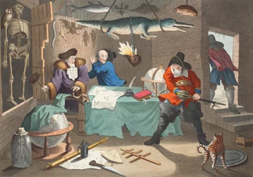 Hudibras golpea a Sidrophel y su hombre Whachum, de 